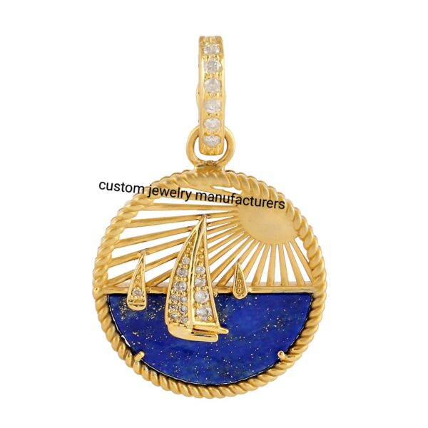 14k Yellow Gold  Sea Sailboat Charm Pendant