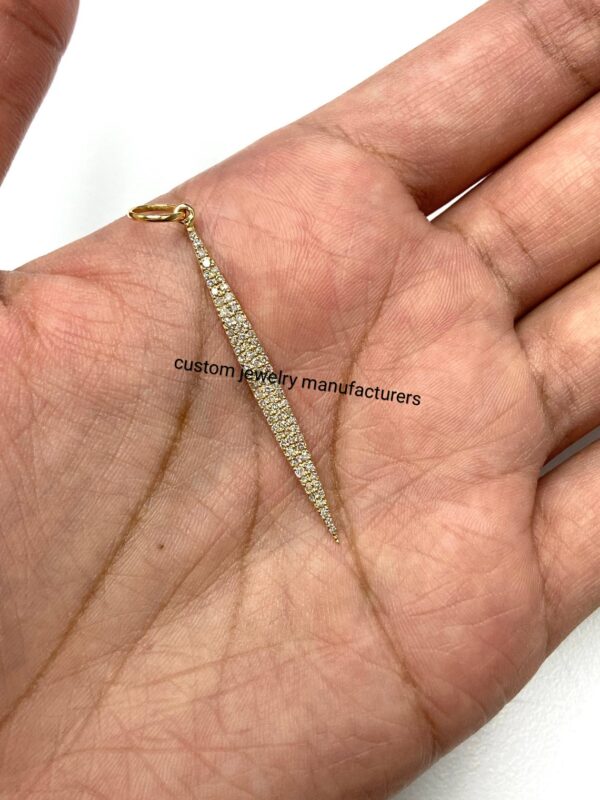 14k Diamond Dagger Charm, Diamond Horn Charm, 1 - Image 2