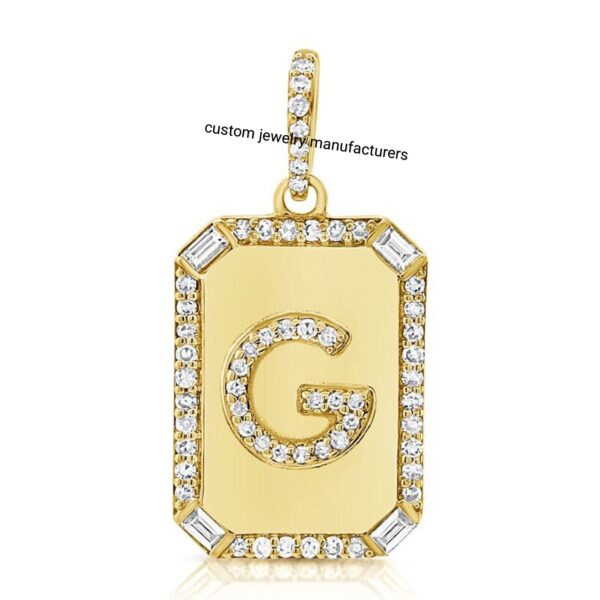 14K Diamond Initial Dog Tag - Image 2