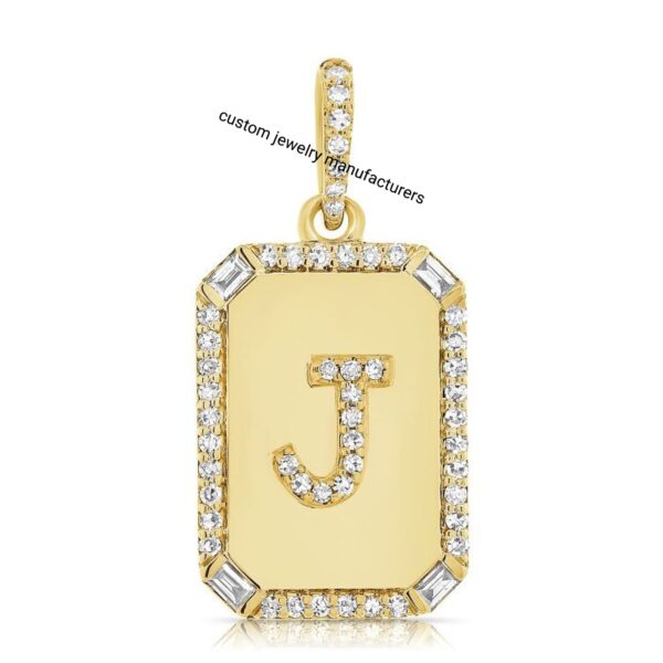 14K Diamond Initial Dog Tag - Image 4