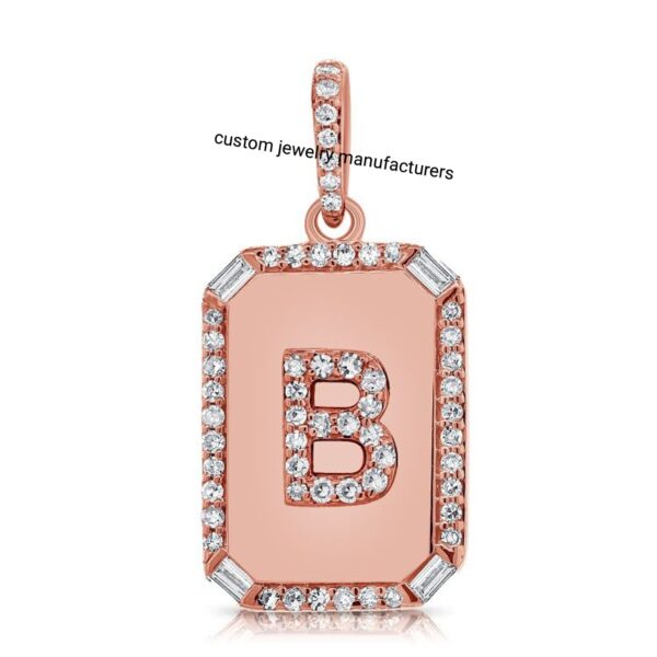 14K Diamond Initial Dog Tag - Image 5