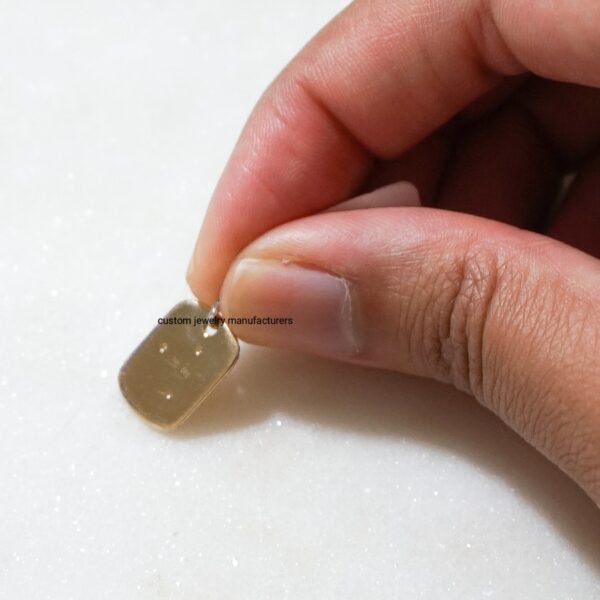 14k Diamond Dog Tag Necklace - Image 3