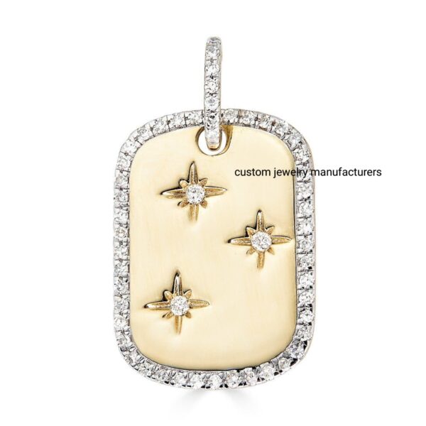 14k Diamond Dog Tag Necklace - Image 4