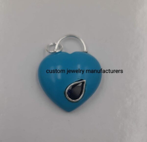 Turquoise Gemstone Heart Pendant - Image 6