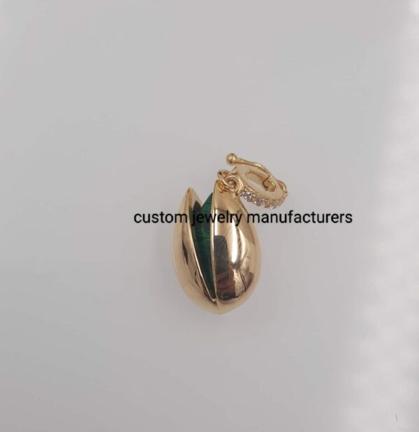 14K Gold  Malachite Pistachio Pendant - Image 5