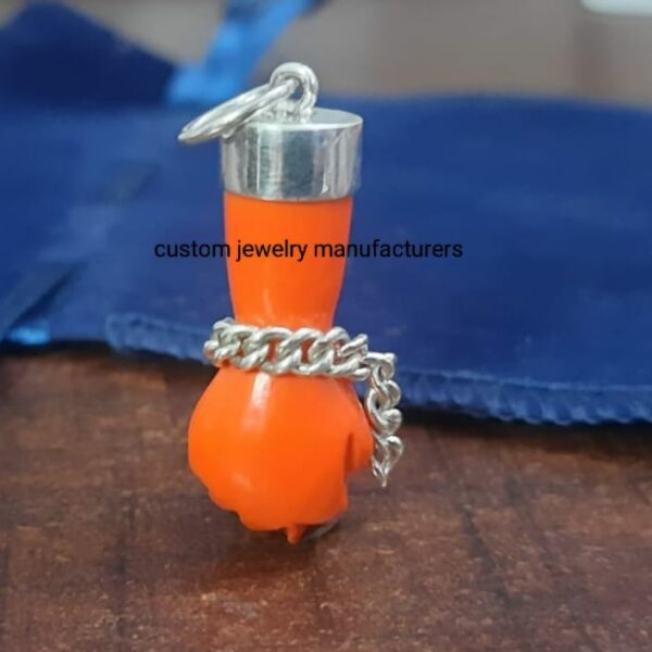 925 Silver Coral Figa Hand Charms