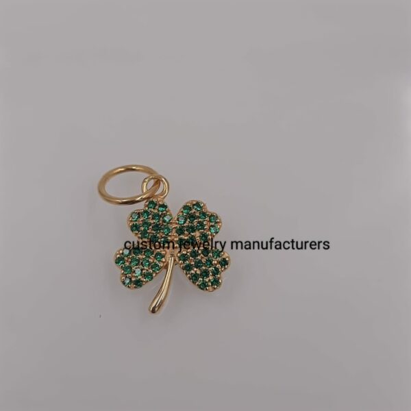 14k Yellow Gold Tsavorite Clover Leaf Pendant four leaf clover Pendant four leaf clover Charm