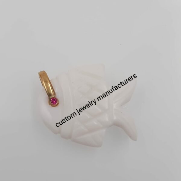 Gemstone Fish Charm, Carving Fish Charm, Lucky Fish, Carved Fish Pendant