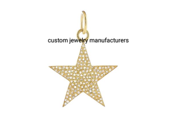 14K Gold Plated Pave Diamond Star Pendant