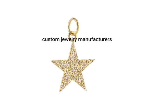 14K Gold Plated Pave Diamond Star Pendant - Image 2