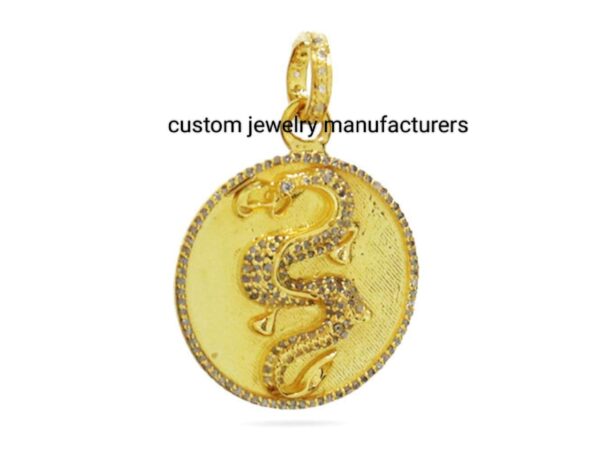 925 Sterling Silver Pave Diamond Snake Medallion Pendant - Image 3