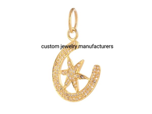 14K Gold Plated Pave Diamond Horse Shoe With Star Pendant - Image 4