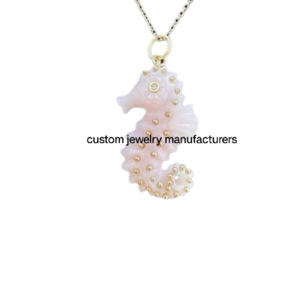 New Designer 14k Gemstone Seahorse Pendant