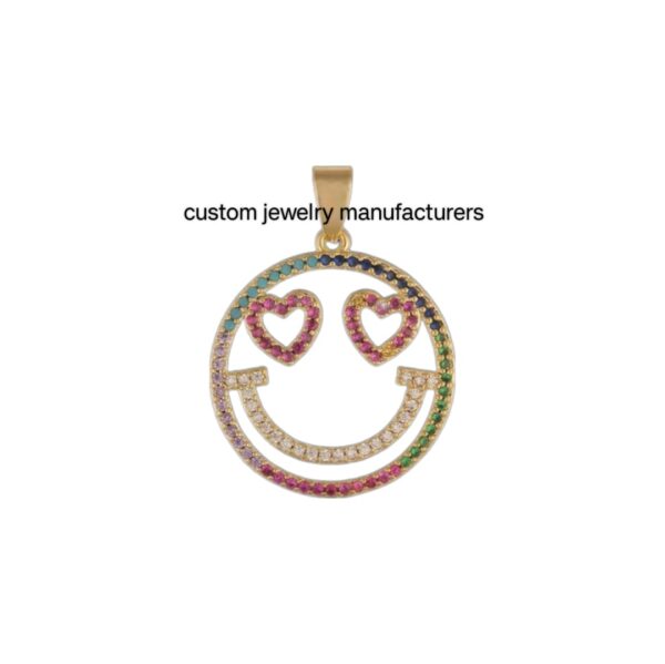 Designer Round Smile Face Silver Multi Sapphire Charm