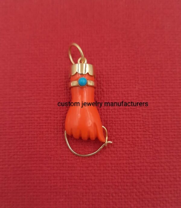 925 Silver Coral Figa Hand Charms - Image 16