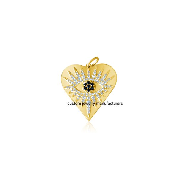 925 Silver Gold gemstone Evil Eye Protection heart Pendant