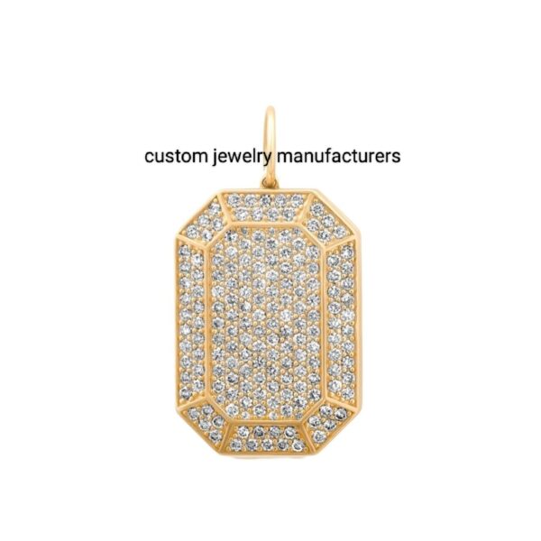 925 Silver Gold Designer Diamond Dog Tag Necklace