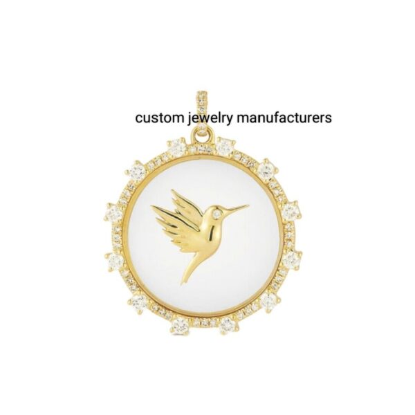 925 Silver Gold Gemstone Bird Charm Necklace