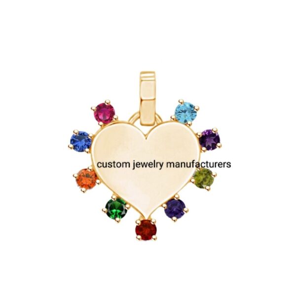 925 Silver Gold Multi Color Heart Diamond Pendant