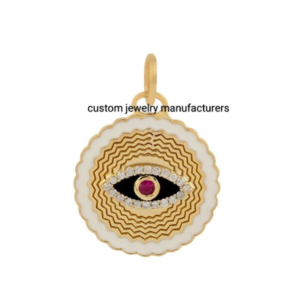 925 Silver Enamel Evil Eye Diamond Necklace