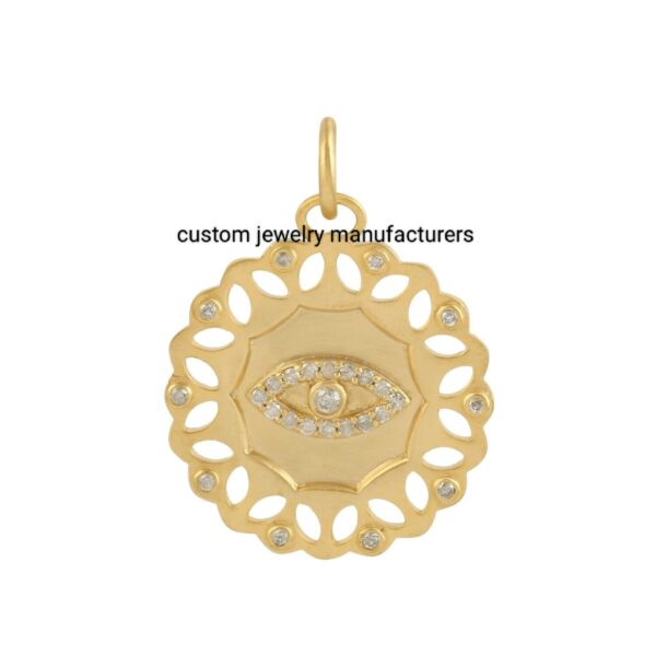 925 Silver Gold Evil Eye Diamond Necklace