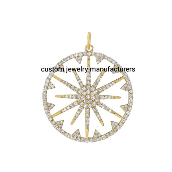 925 Silver Diamond StarBurst Necklace. Star Pendant