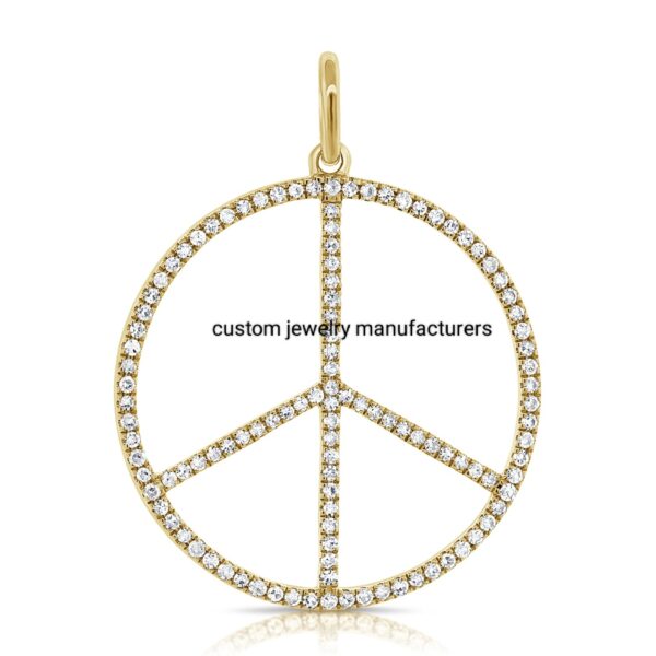 925 Silver Disc Diamond Peace Charm Pendant