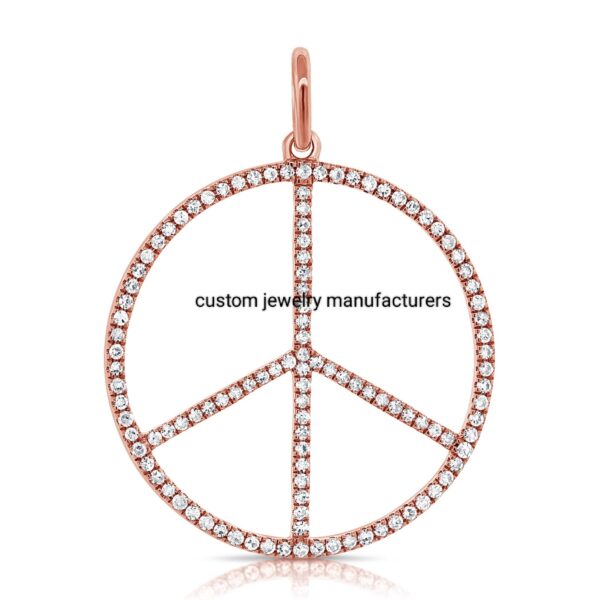 925 Silver Disc Diamond Peace Charm Pendant - Image 3