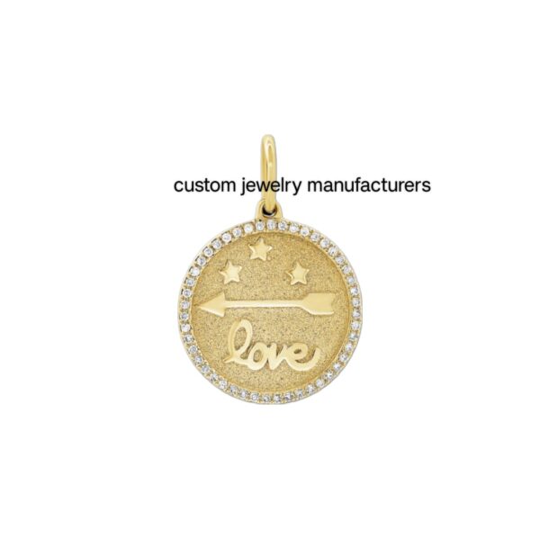 925 Silver Gold Diamond Love Stars Coin Pendant