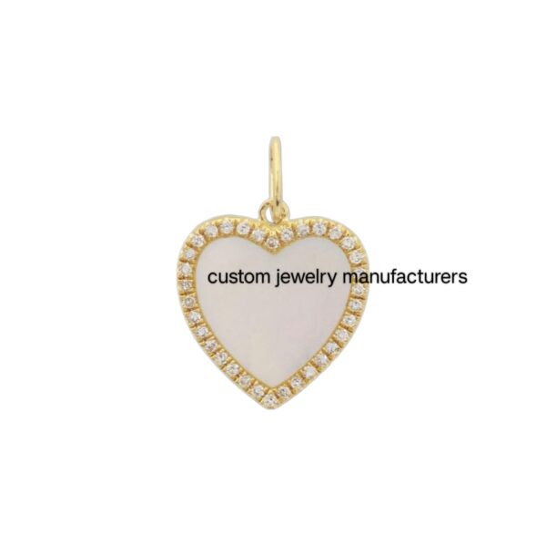 925 Silver Gold Beautiful Mother Of Pearl Heart diamond Charm Pendant