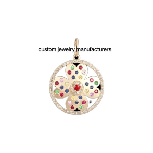 925 Silver Gold Multi Sapphire Clover Charm