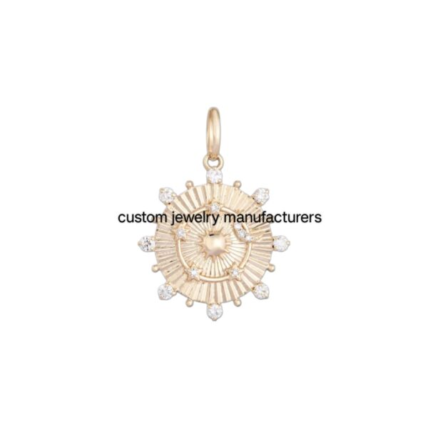 925 Silver Gold Diamond Moon Stars Coin Pendant