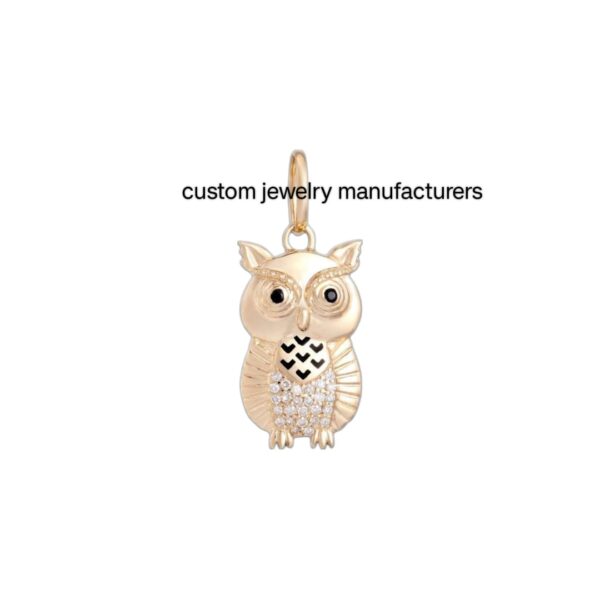 925 Silver Gold Diamond Owl Pendant