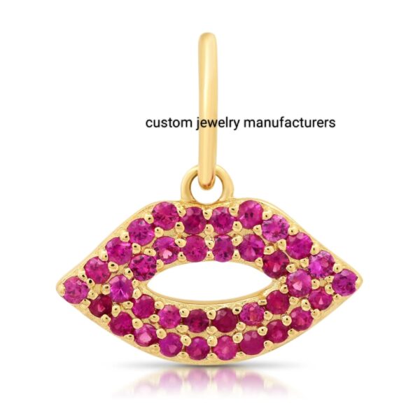 925 Silver Ruby Lips Charm Pendant