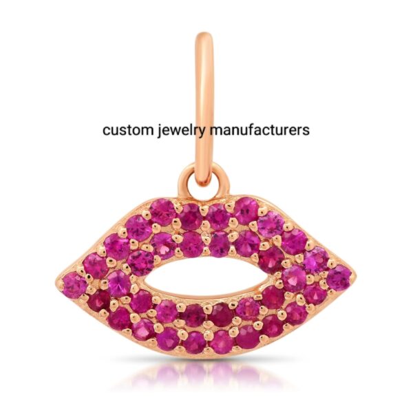 925 Silver Ruby Lips Charm Pendant - Image 2