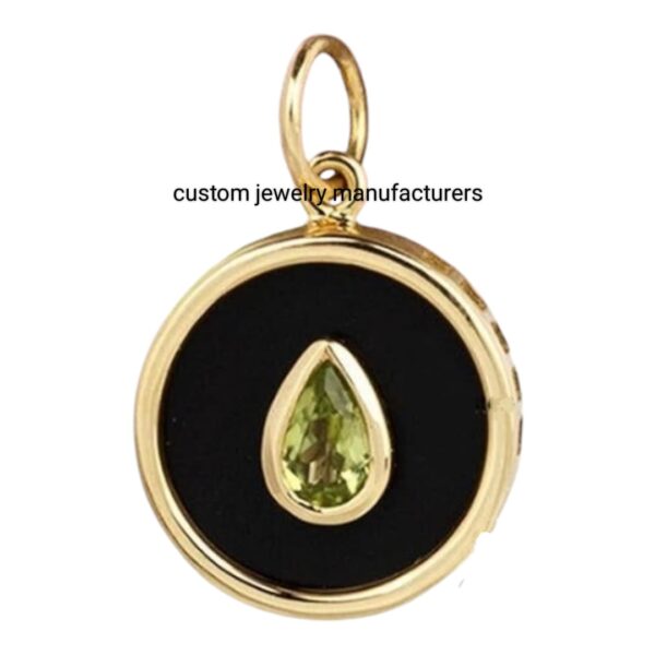 14K Gold Plated Black Onyx Disc Pendant