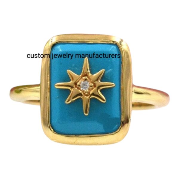 925 Silver Star Crystal Square Ring