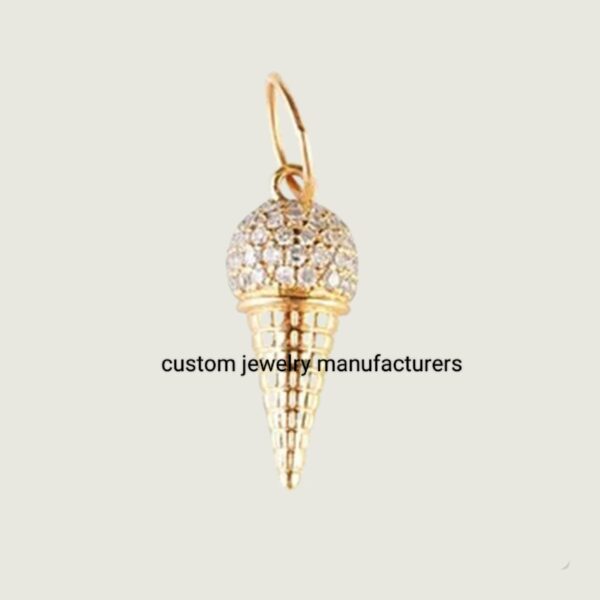 Diamond Ice Cream Pendant, Diamond Softy Pendant,