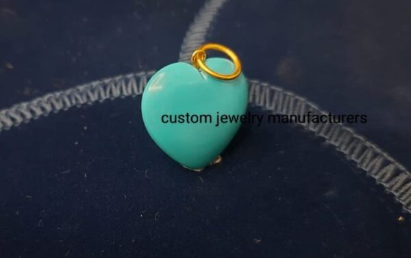 14K Gold Malachite Heart Pendant - Image 4