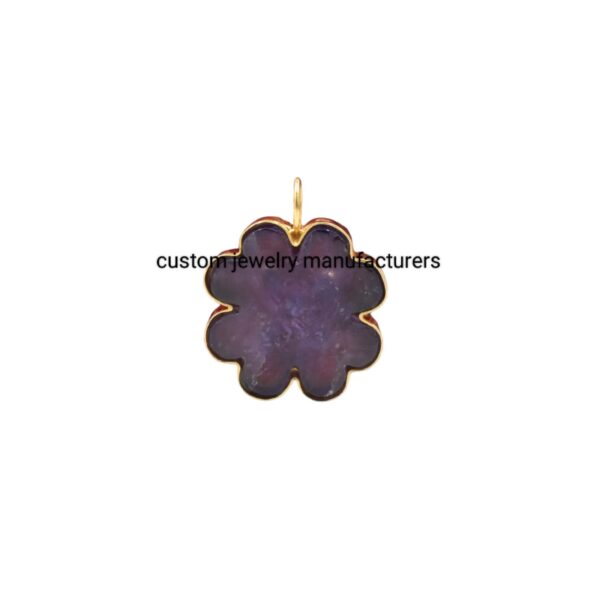 14k Gold Gemstone Clover Pedant - Image 2