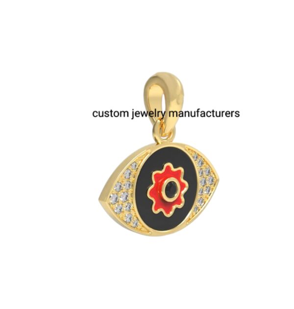 14K Enamel Evil Eye Pendant - Image 3